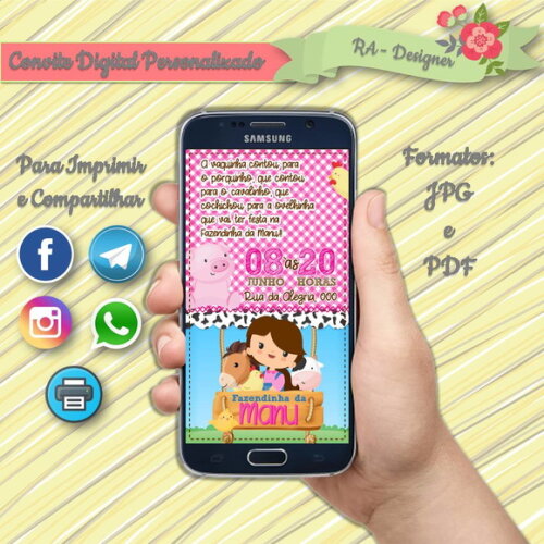 Convite Digital Fazendinha Menina II