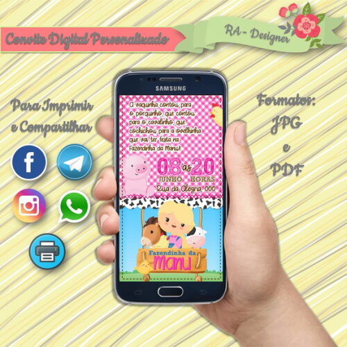 Convite Digital Fazendinha Menina I