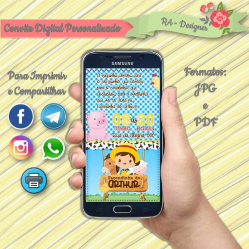 Convite Digital Fazendinha Menino I