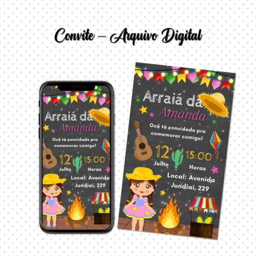 Convite Digital Festa Junina Menina