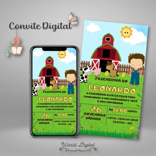 Convite Digital Fazendinha Menino 04