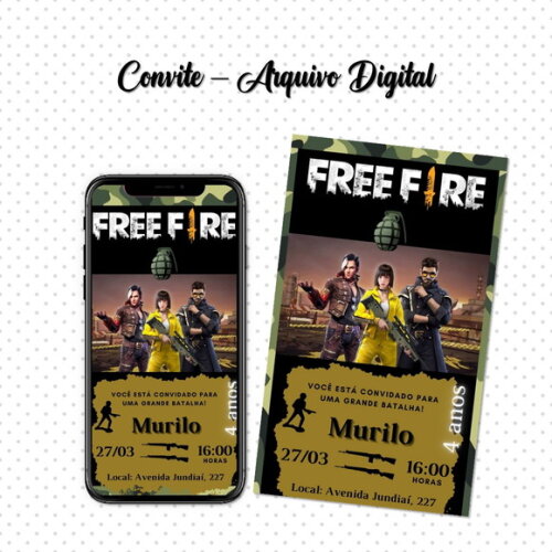 Convite Digital Free Fire