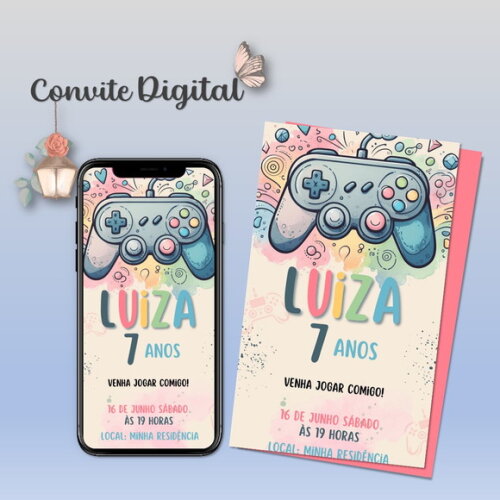 Convite Digital Game Menina