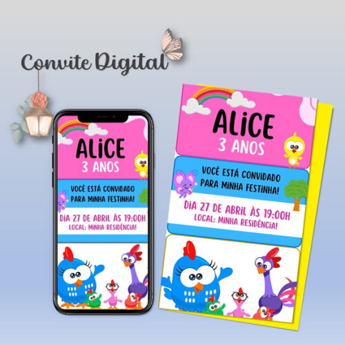 Convite Digital Galinha Pintadinha Mini Menina