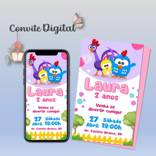 Convite Digital Galinha Pintadinha Mini Menina 03