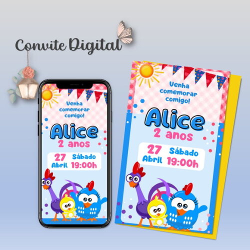 Convite Digital Galinha Pintadinha Mini Menina 02