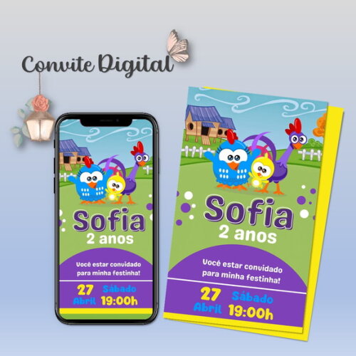 Convite Digital Galinha Pintadinha Mini Menina 01