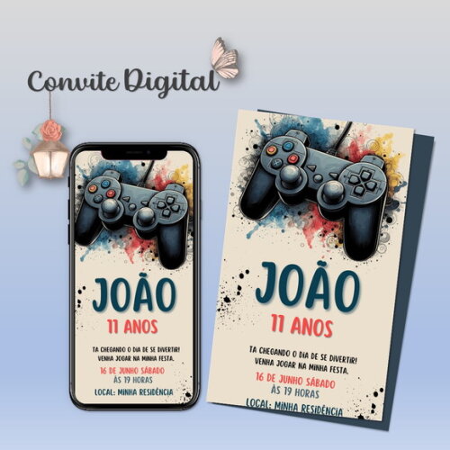 Convite Digital Game Menino