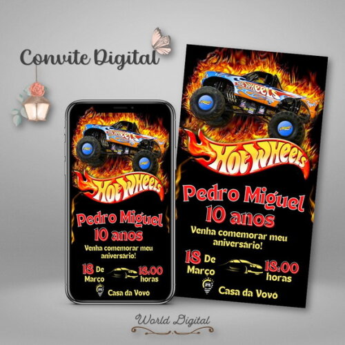 Convite Digital Hot Wheels 01