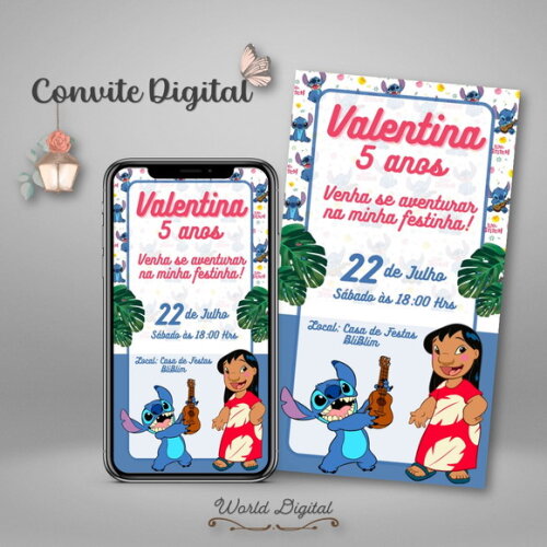 Convite Digital Lilo & Stich