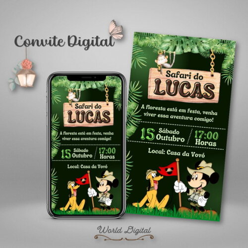 Convite Digital Mickey Mouse Safari 02