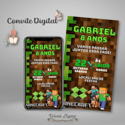 Convite Digital Minecraft 01