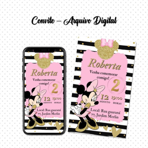 Convite Digital Minnie Mouse Rosa 05