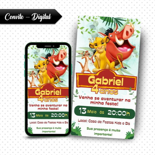 Convite Digital o Rei Leão 01