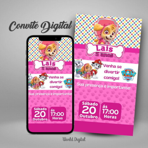 Convite Digital Patrulha Canina Menina 01
