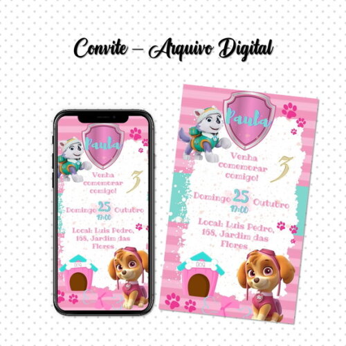 Convite Digital Patrulha Canina Menina