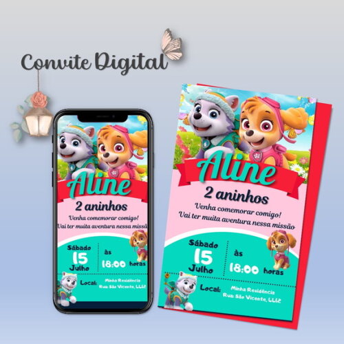 Convite Digital Patrulha Canina Menina 02
