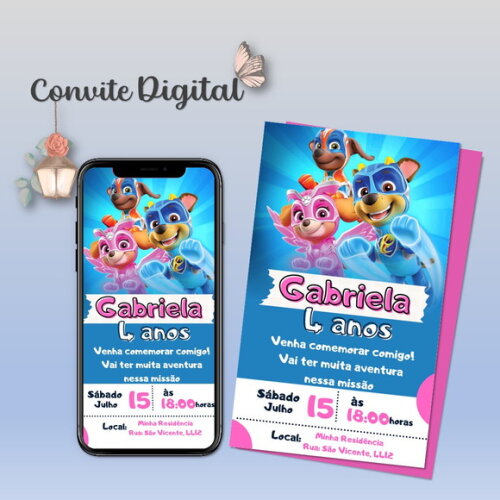 Convite Digital Patrulha Canina Menina 03