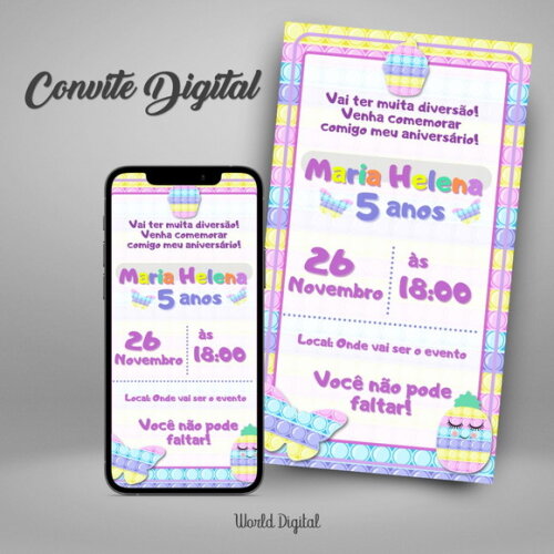 Convite Digital Pop It