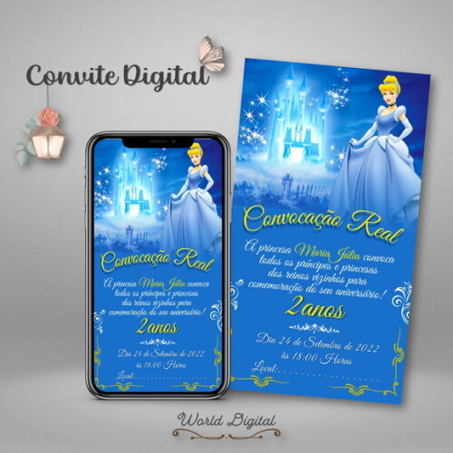 Convite Digital Princesa Cinderela 01