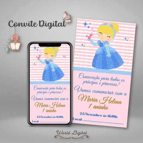 Convite Digital Princesa Cinderela 03
