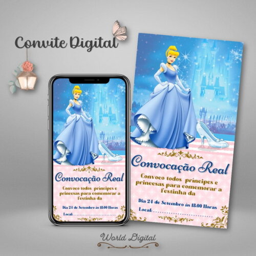 Convite Digital Princesa Cinderela 02