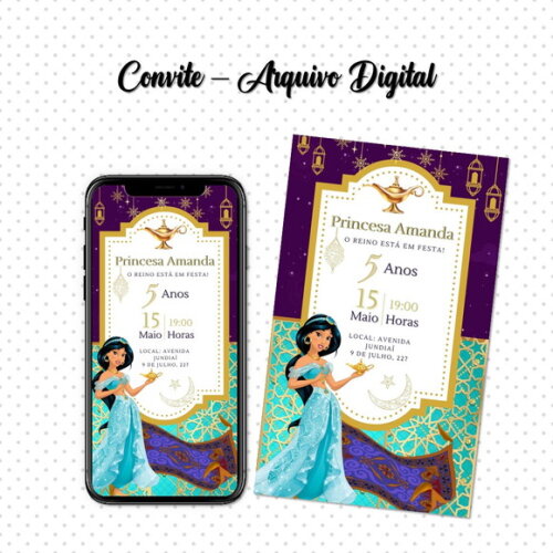 Convite Digital Princesa Jasmine 01