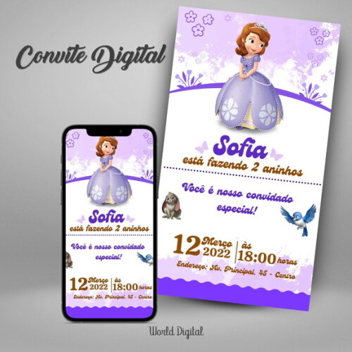 Convite Digital Princesa Sofia 01