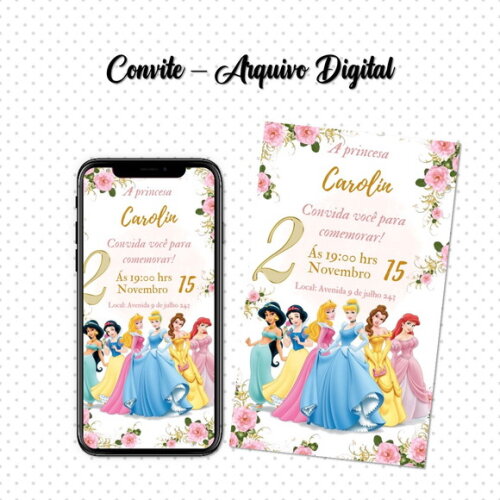 Convite Digital Princesas Disney 01
