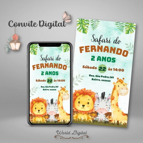 Convite Digital Safari Menino 02