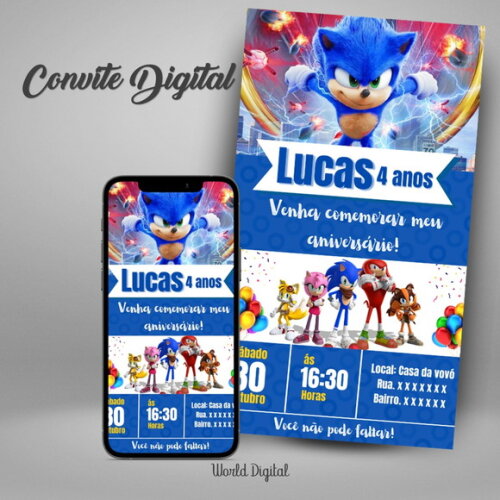 Convite Digital Sonic 08