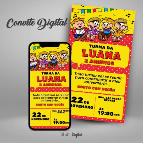Convite Digital Turma da Mônica Junina 01