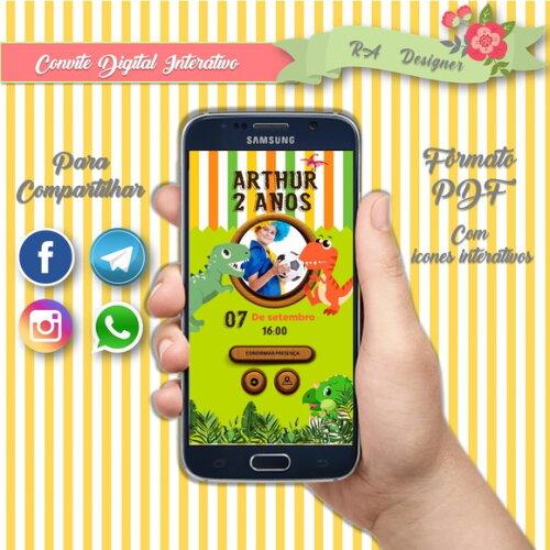 Convite Interativo Dinossauro