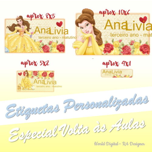 Etiquetas Escolares Personalizadas - A Bela e a Fera