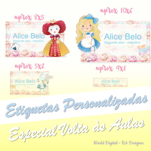 Etiquetas Escolares Personalizadas - Alice País Maravilhas