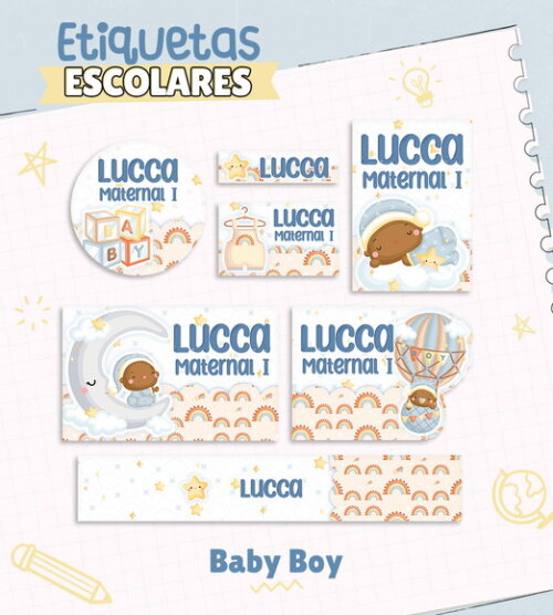 Etiquetas Escolares Personalizadas - Bebê Menino