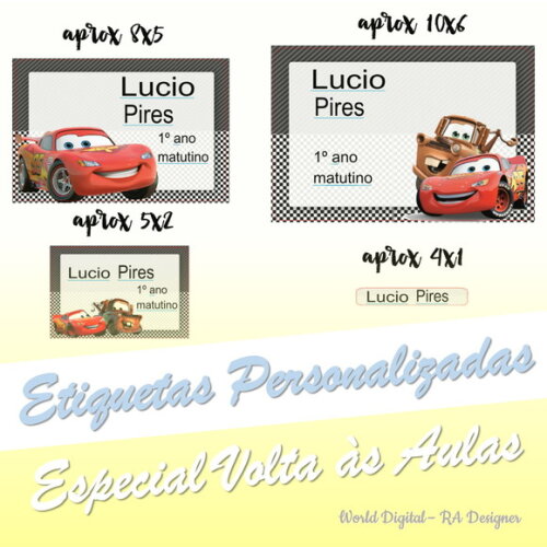 Etiquetas Escolares Personalizadas - Carros