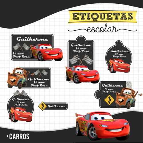 Etiquetas Escolares Personalizadas - Carros 01