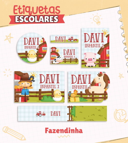 Etiquetas Escolares Personalizadas - Fazendinha