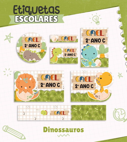 Etiquetas Escolares Personalizadas - Dino Baby 01