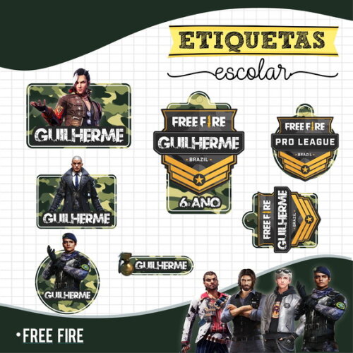 Etiquetas Escolares Personalizadas - Free Fire