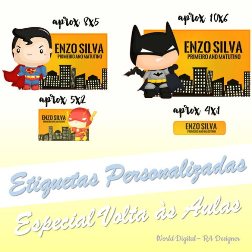 Etiquetas Escolares Personalizadas - Liga da Justiça