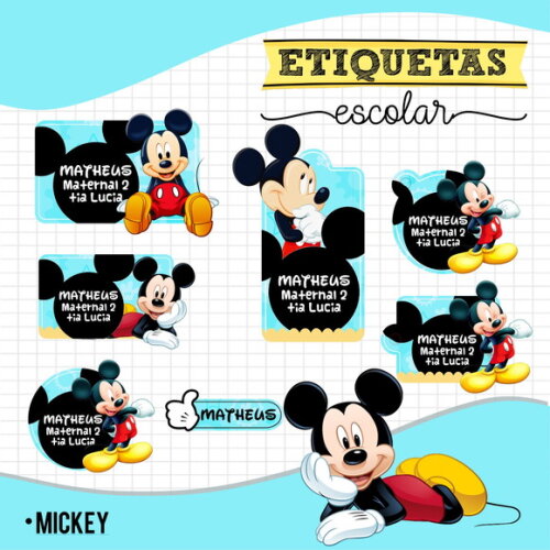 Etiquetas Escolares Personalizadas - Mickey 01
