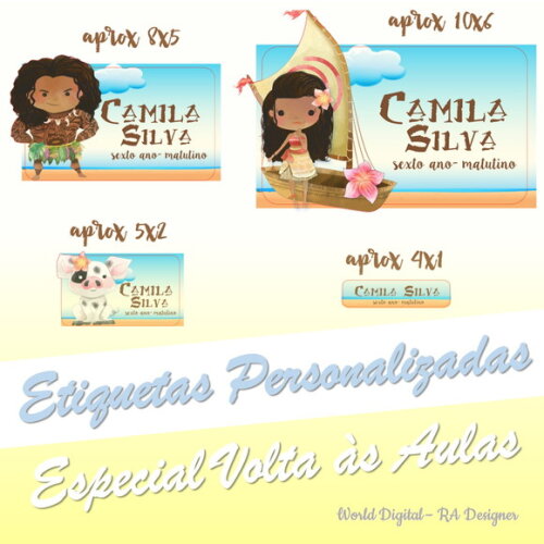 Etiquetas Escolares Personalizadas - Moana