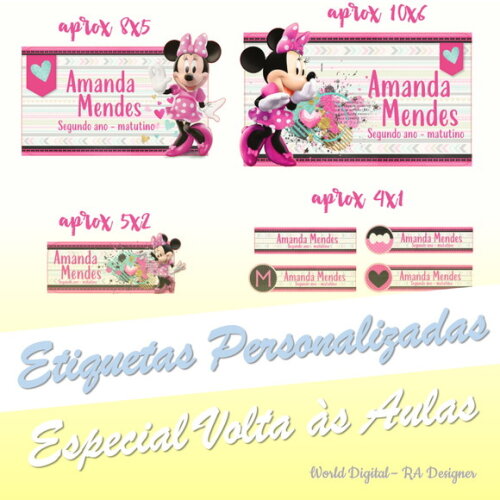 Etiquetas Escolares Personalizadas - Minnie Rosa
