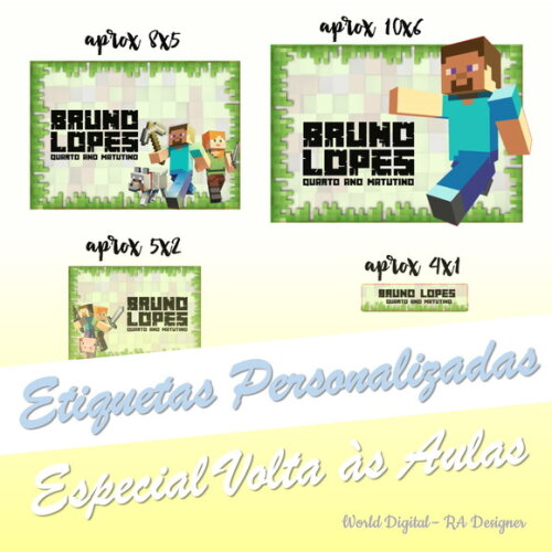 Etiquetas Escolares Personalizadas - Minecraft
