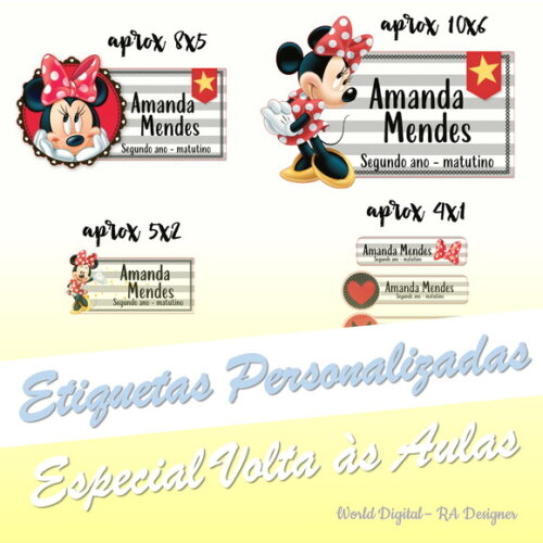 Etiquetas Escolares Personalizadas - Minnie Vermelha