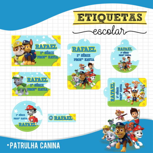 Etiquetas Escolares Personalizadas - Patrulha Canina 01