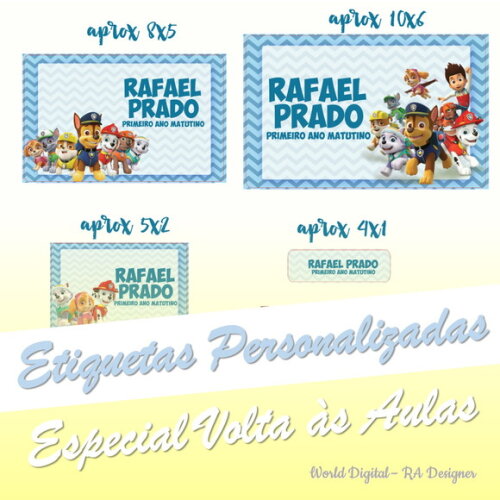 Etiquetas Escolares Personalizadas - Patrulha Canina