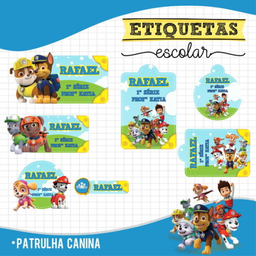 Etiquetas Escolares Personalizadas - Patrulha Canina 01